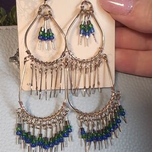 No Boundaries Hanging Hoop Beaded Earrings